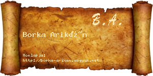 Borka Arikán névjegykártya
